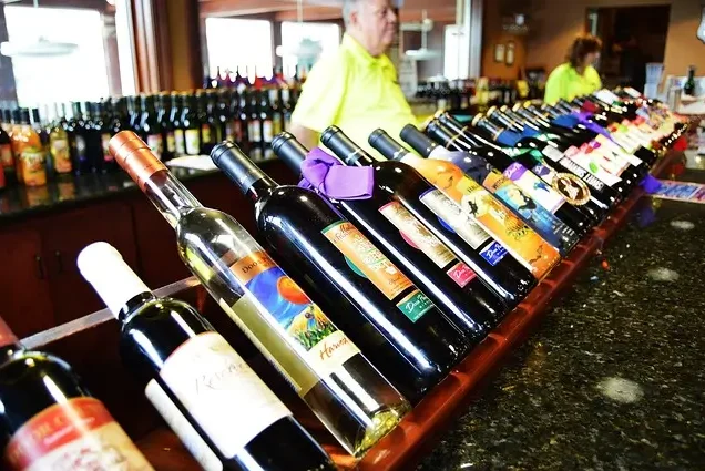 Display wines on a food and wine tour in Paris through Le Marais