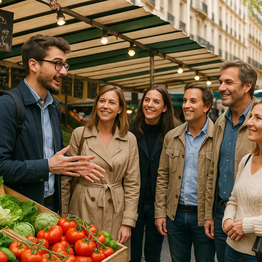 Paris food guide leading first-time visitors through Parisian food market