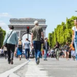 Tourists enjoying private walking tour in Paris
