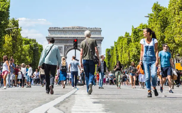 Tourists enjoying private walking tour in Paris